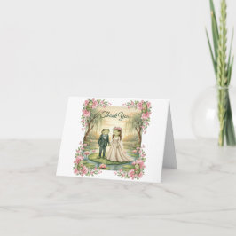 Whimsical Frog Couple Wedding Thank You Card Tack Kort