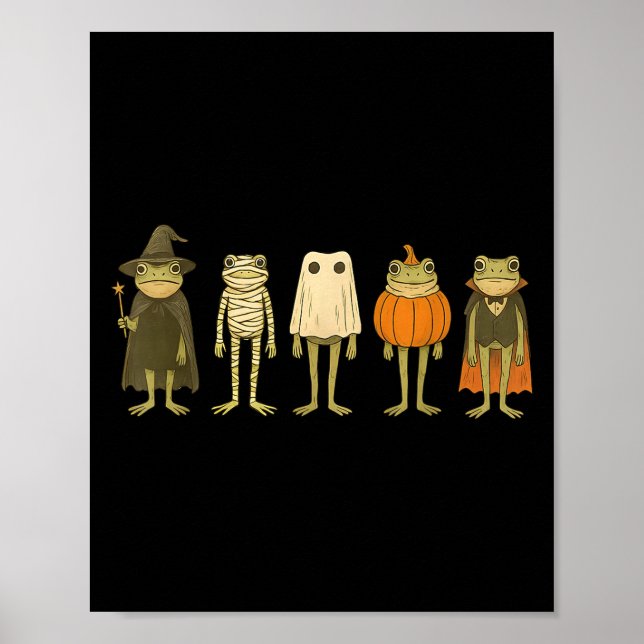 Whimsical Frog Halloween Wizard Mummy Funny Frog M Poster (Framsidan)