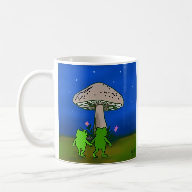 Whimsical Frog Journey Storybook Woodland Art Mug Kaffemugg (Vänster)