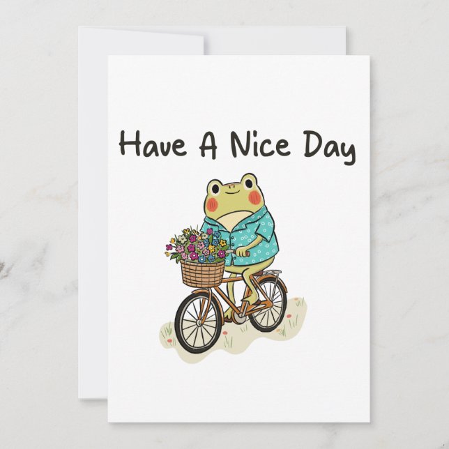 Whimsical Frog Riding A Bike Illustration Inbjudningar (Framsida)