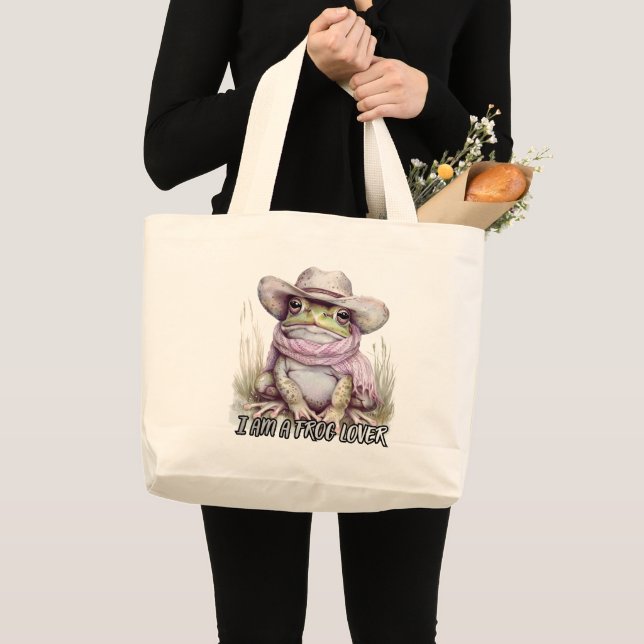 Whimsical Frog Tote Bag Jumbo Tygkasse (Framsida (produkt))