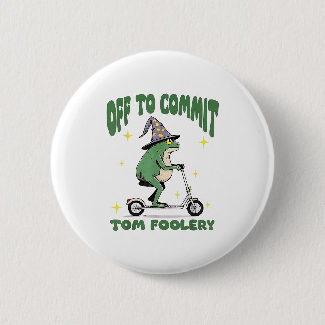 Whimsical Frog Wizard av för att begå Tom Foolery  Knapp (Framsida)
