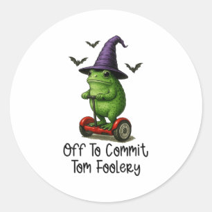 Whimsical Frog Wizard av för att begå Tom Foolery  Runt Klistermärke