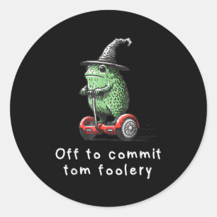 Whimsical Frog Wizard av för att begå Tom Foolery  Runt Klistermärke