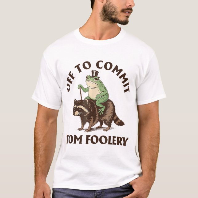 Whimsical Frog Wizard av för att begå Tom Foolery T Shirt (Framsida)
