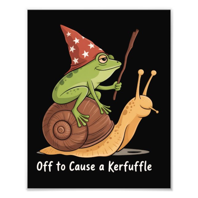 Whimsical Frog Wizard Off to Cause A Kerfuffle  Fototryck (Framsidan)
