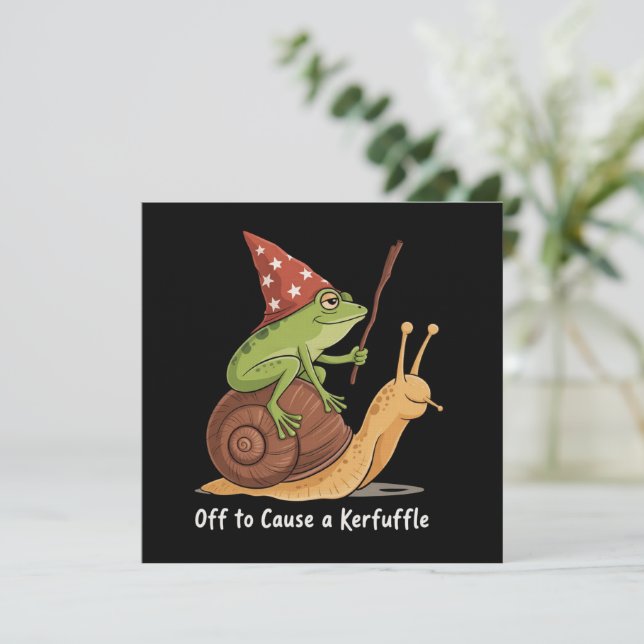 Whimsical Frog Wizard Off to Cause A Kerfuffle  Inbjudningar (Stående Fram)