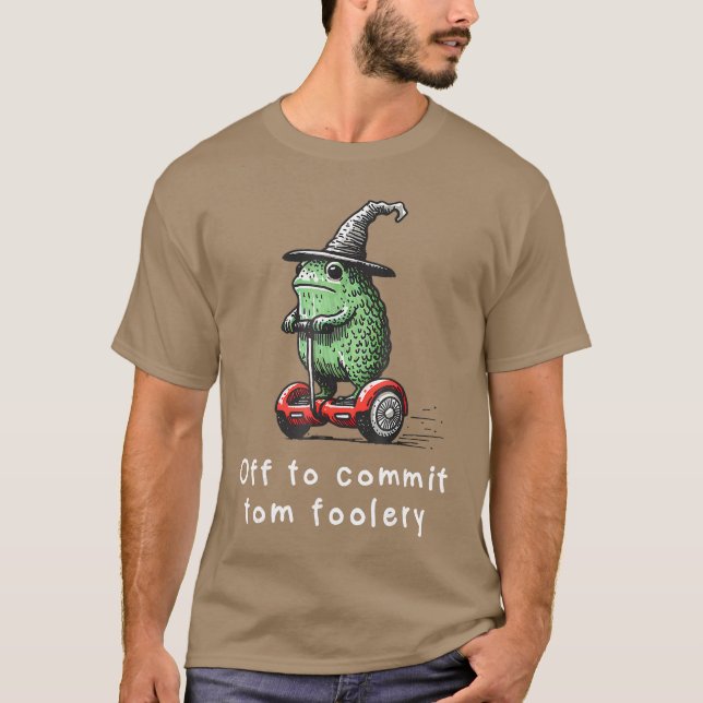 Whimsical Frog Wizard Off to Commitom Foolery Frog T Shirt (Framsida)