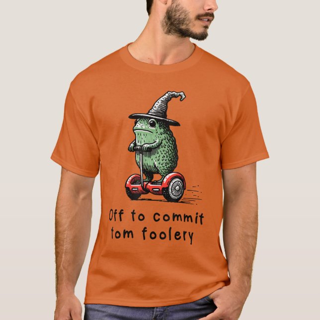Whimsical Frog Wizard Off to Commitomfoolery Funny T Shirt (Framsida)