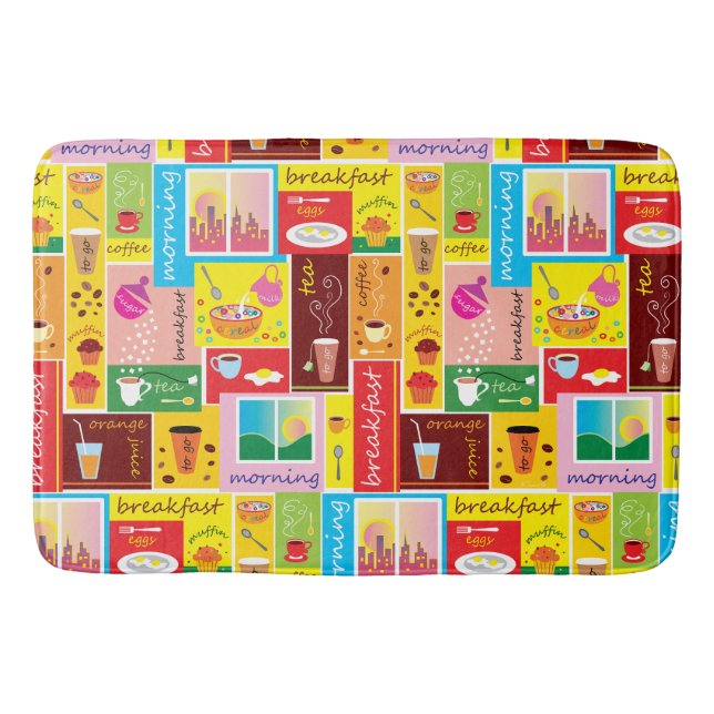 Whimsical Frukost Mönster Badrumsmatta (Framsidan)