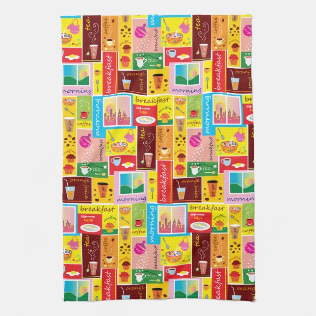 Whimsical Frukost Mönster Kökshandduk (Vertikal)