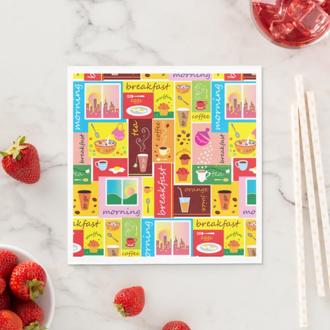 Whimsical Frukost Mönster Pappersservett (Insitu)