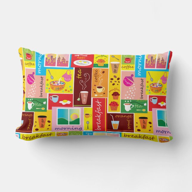 Whimsical frukostmönster lumbarkudde (Framsida)