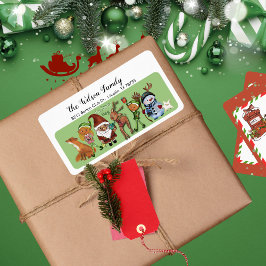 Whimsical Full Cast Santa Gang Christmas Address Adressetikett