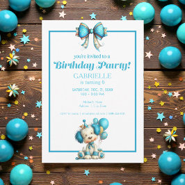Whimsical Fun Teal Birthday  Inbjudningar