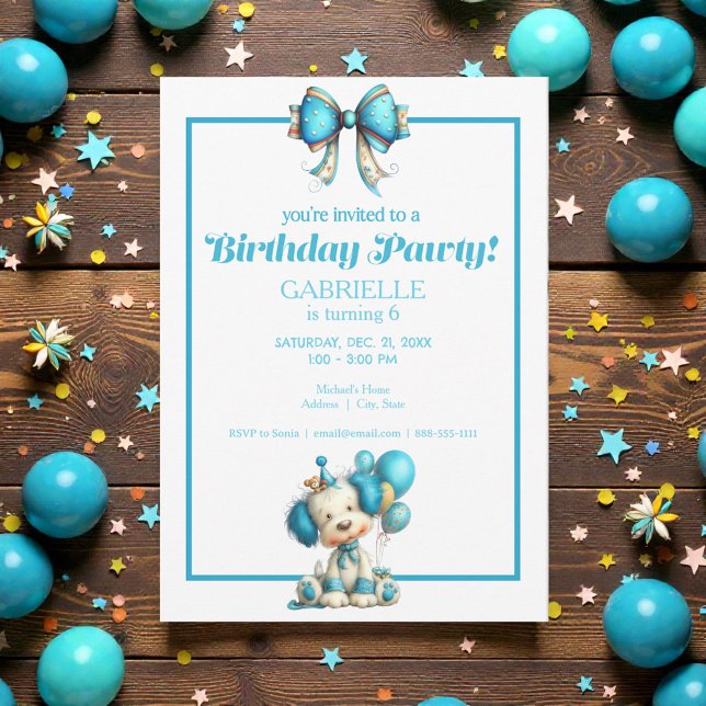Whimsical Fun Teal Birthday  Inbjudningar (Skapare uppladdad)