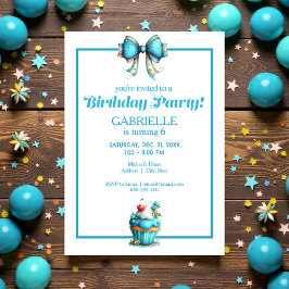 Whimsical Fun Teal Birthday  Inbjudningar