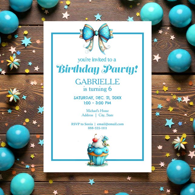 Whimsical Fun Teal Birthday  Inbjudningar (Skapare uppladdad)
