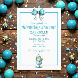 Whimsical Fun Teal Birthday  Inbjudningar