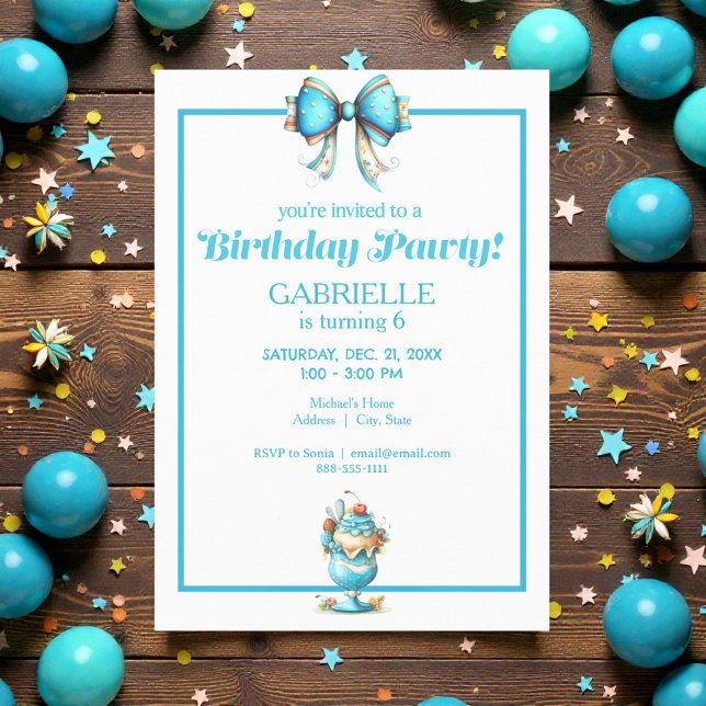 Whimsical Fun Teal Birthday  Inbjudningar (Skapare uppladdad)