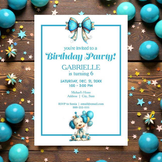 Whimsical Fun Teal Birthday  Inbjudningar (Skapare uppladdad)