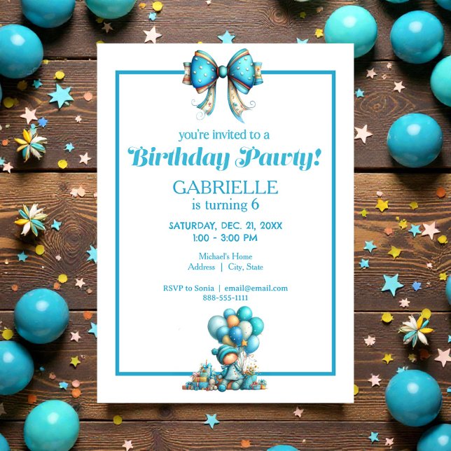 Whimsical Fun Teal Birthday  Inbjudningar (Skapare uppladdad)