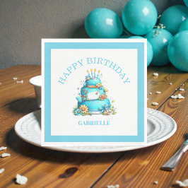 Whimsical Fun Teal Birthday  Pappersservett