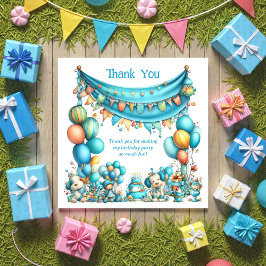 Whimsical Fun Teal Birthday  Tack Kort