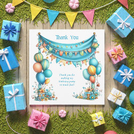 Whimsical Fun Teal Birthday  Tack Kort