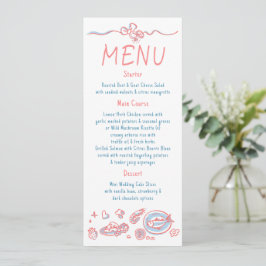 Whimsical Funky Decor Handwritten Wedding Menu Meny