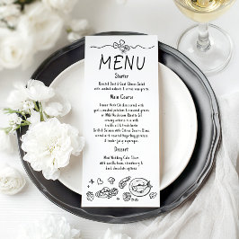 Whimsical Funky Decor Handwritten Wedding Menu Meny