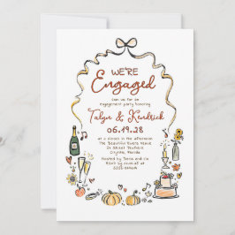 Whimsical Funky Hand Drawn Fall Engagement Party Inbjudningar