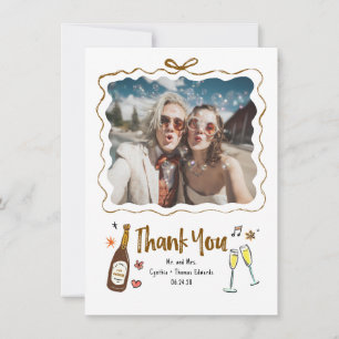 Whimsical Funky Hand plockade Bröllop Photo Tack Kort