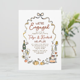 Whimsical Funky Handritad Höst Engagemangsfest Inbjudningar