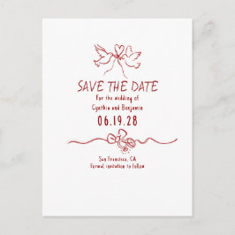 Whimsical Funky Handritad Save The Date Meddelande Vykort