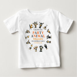 Whimsical Funny Animals 2nd Birthday Party T Shirt