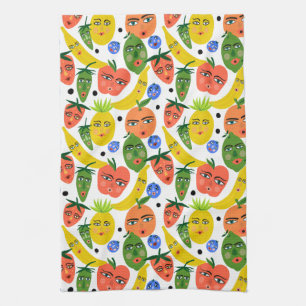 Whimsical Funny Fruit Salad Mönster Kökshandduk
