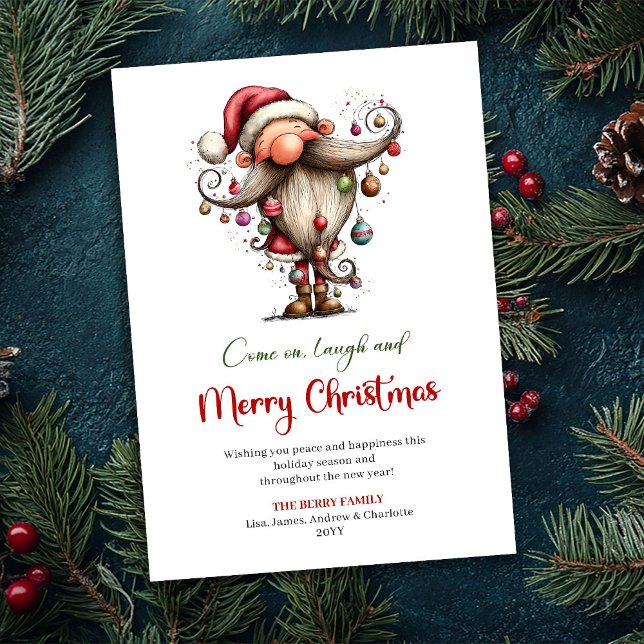 Whimsical Funny Santa Classic Red Green Greeting Julkort (Whimsical Funny Santa Classic Red Green Greeting)
