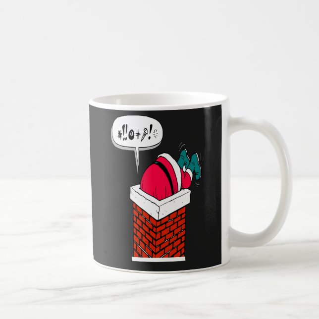 Whimsical Funny Santa Har Stuck Kaffemugg (Höger)