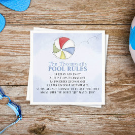 Whimsical Funny Summer Family Beach Bassäng Regler Pappersservett