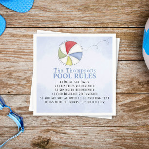 Whimsical Funny Summer Family Beach Bassäng Regler Pappersservett