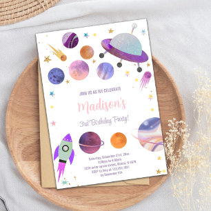 Whimsical Galaxy Theme för barn Inbjudningar