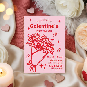 Whimsical Galentines Alla hjärtans dag-flickparty Inbjudningar