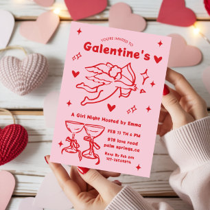 Whimsical Galentines Alla hjärtans dags-flickparty Inbjudningar
