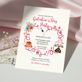 Whimsical Galentines Inbjudan Vintage Telefon