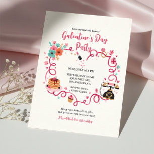 Whimsical Galentines Inbjudan Vintage Telefon