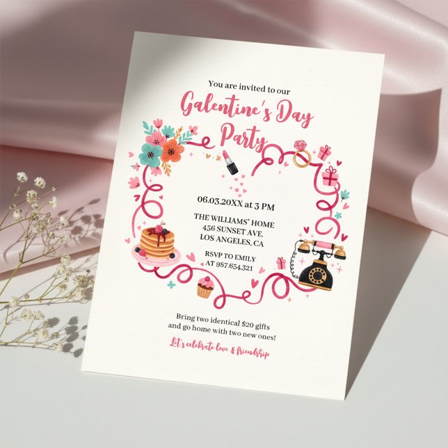 Whimsical Galentines Inbjudan Vintage Telefon (Skapare uppladdad)