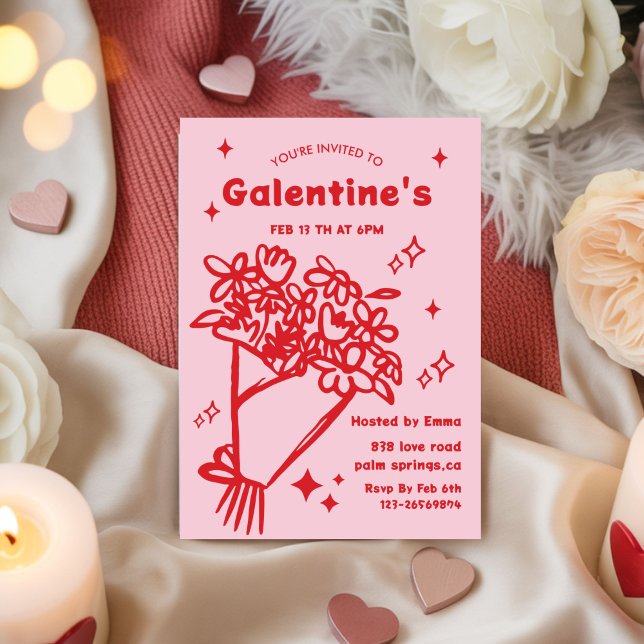 Whimsical Galentines Valentines girls  Party Inbjudningar (Skapare uppladdad)