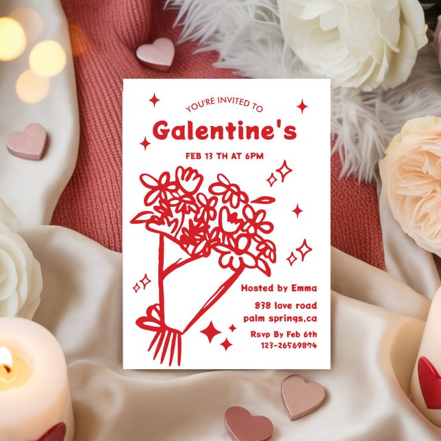 Whimsical Galentines Valentines girls  Party Inbjudningar (Skapare uppladdad)