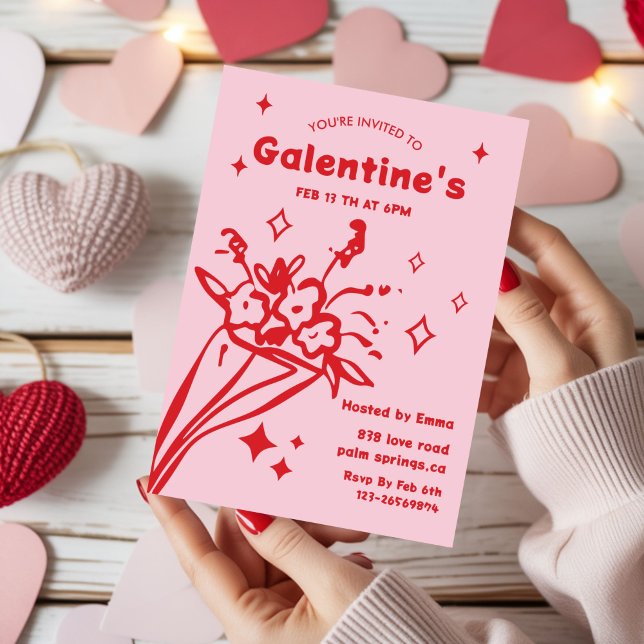 Whimsical Galentines Valentines girls  Party Inbjudningar (Skapare uppladdad)